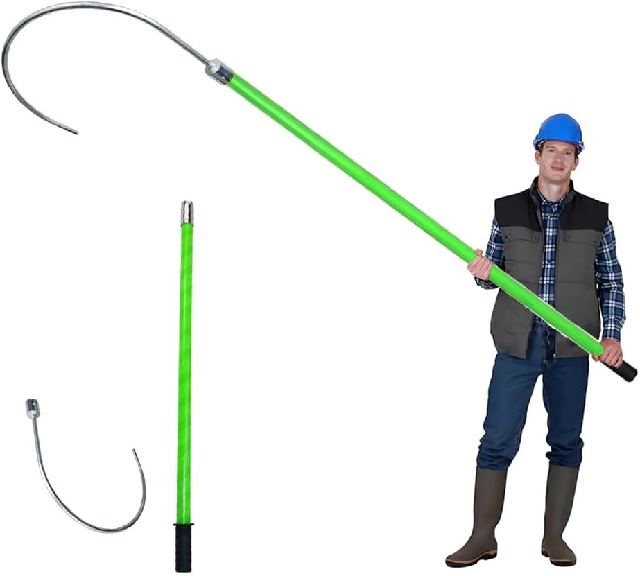 10 35 110 120 KV Detachable High Voltage Insulated Rescue Hook, Non-Conductive Body Pull Stick, Emergency Insulated Rescue Hook for Power Station/Factory/Auto(Yellow,1.0m/3.3ft)