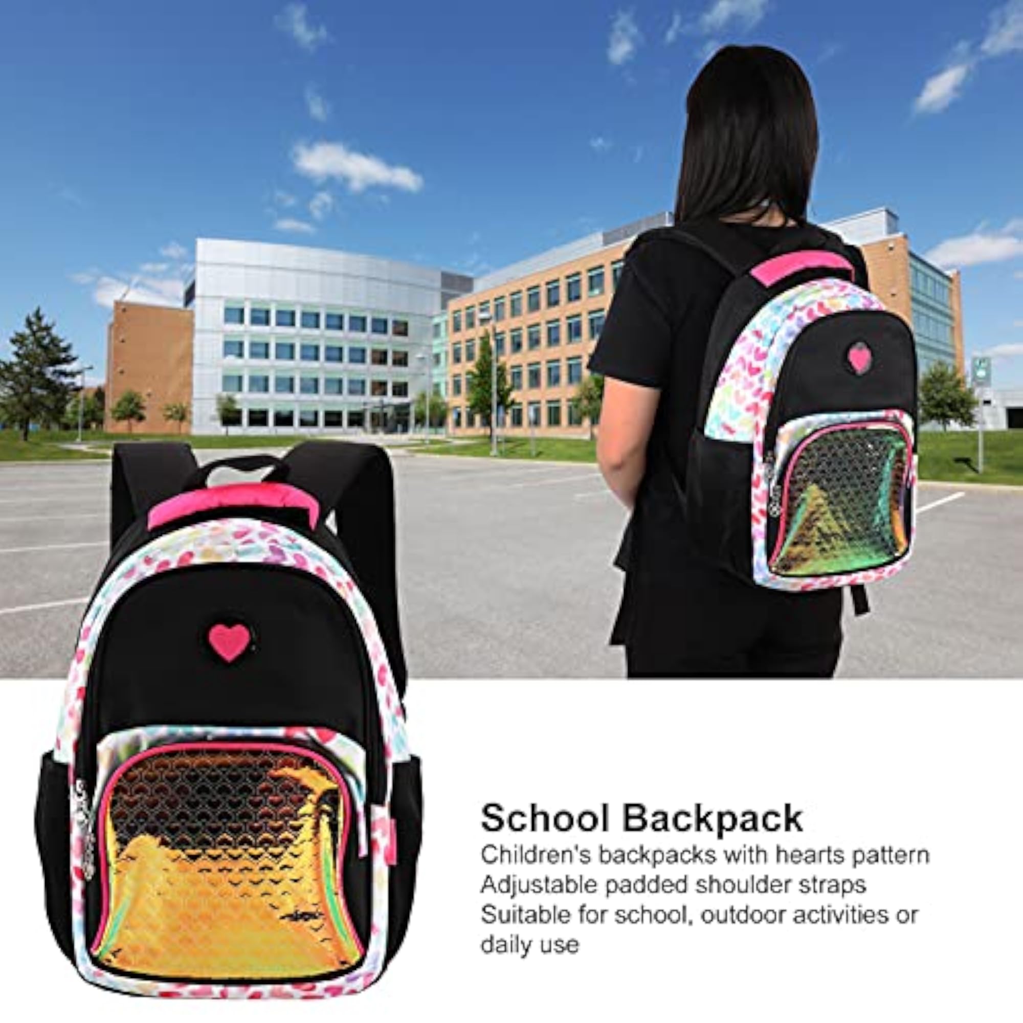 Backpack Bag for Students, Multifunctional Use, Black