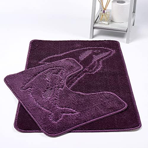 HOMES-LINEN Dolphin Bath Mats Non Slip Bathroom Mats 2 Piece Pedestal and Bath Mat Set Toilet Bathroom Rug (Pink)
