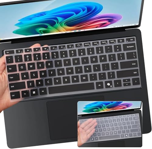 2024 Microsoft Surface Laptop 7 13.8" & 15" US Layout Keyboard Skin Black+Clear 2 PCS Keyboard Cover