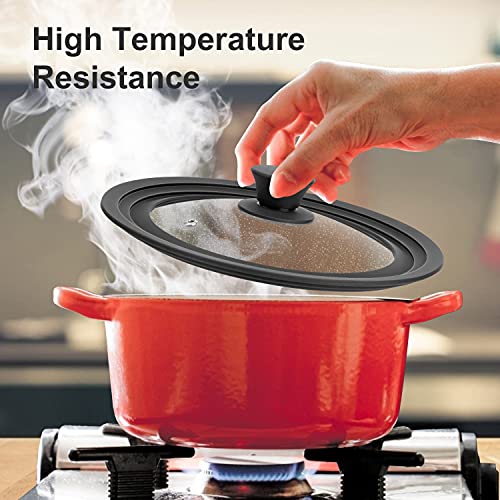 Universal Lid For Pots, Pans And Skillets - Tempered Glass Lid With Heat Resistant Silicone Rim Fits 10" - 12" Diameter Cookware, Replacement Lid For Frying Pan And Cast Iron Skillet(10"11"12") #TOP4