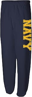 Athletic Navy Military Theme Elastic Bottom Sweatpants in Navy Blue