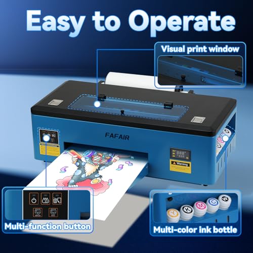 Image of FAFAIR A3 L1800 DTF Printer, High-Speed DTF Printer Bundles with White Ink Mixing System & Auto Clean, DTF Transfer Machine with 1 x Roll of Film, 5 x 250ml Ink and Powder (L1800+Software)