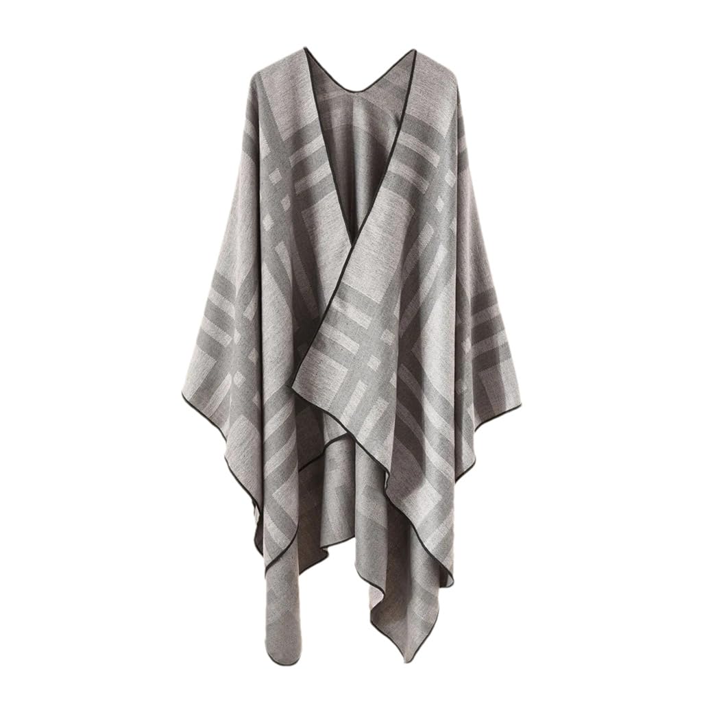 Dninmim Donne Autunno Inverno Stripe Maglione Scialle Modello Caldo Casual Poncho Mantelle Cappotto cardigan