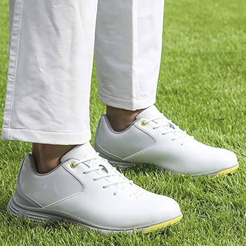 Image of THESTRON Men Golf Shoes Mesh Breathable Breathable Golf Walking Sport Sneakers 7 Spikes Golf Trainers