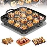 GLMFAN Takoyaki Pan, 16 Holes 1.65" Half Sphere Takoyaki Maker, Aluminum Alloy Aebleskiver Pan, Japanese Takoyaki Grill Pan, Cooking Plate Skillet for Gas Stove Mini Appam Octopus Ball Danish Pancakes