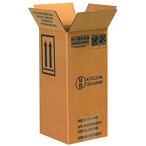 Aviditi HAZ1050 1 - 1 Gallon Plastic Jug Haz Mat Boxes, 6" x 6" x 12 3/4", Kraft (Pack of 20)