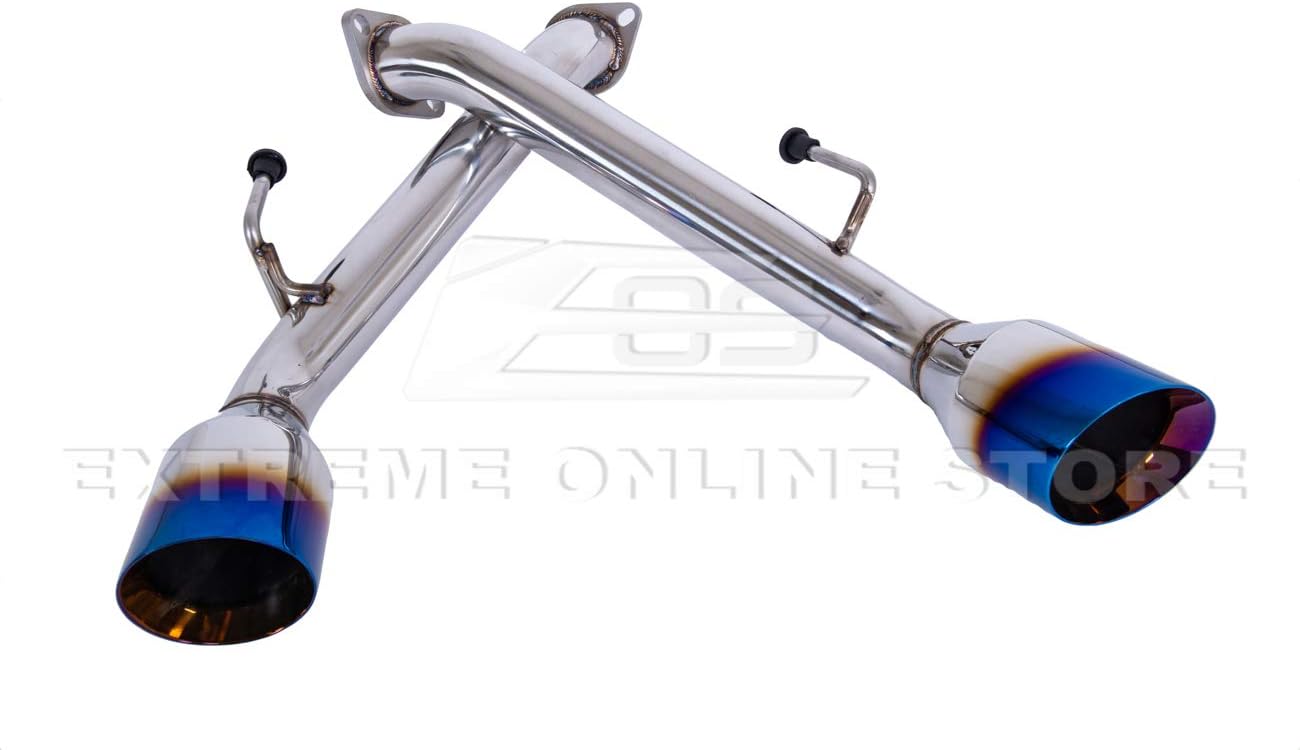 Replacement For 2017-Present Infiniti Q60 STAINLESS STEEL POLISHED SILVER Muffler Axle Back 4" Double Wall Dual Burnt Tips Exhaust