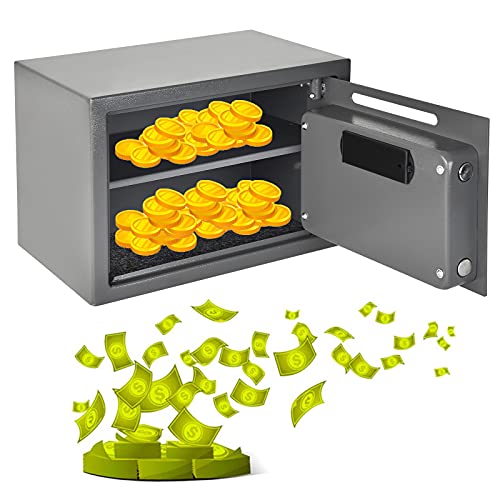 Electronic Digital Safe Box Large 16 Litre Volume for Home Hotel Security with 4 Locking Bolts and 2 Keys Wall or Floor Mounted 25x35x25CM, Grey - Image 4