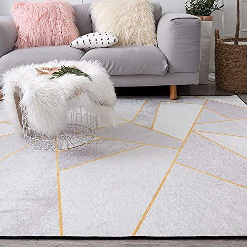 Tapis de salon géométrique MU rectangle en polyester antidérapant - 3