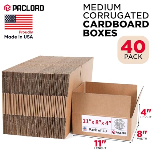 Image of Small Cardboard Boxes 11 inchL x 8 inchW x 4 inchH (Pack of 40) - USA-Made Packing Boxes for Moving, Shipping, or Storage - USPS, UPS, FedEx Approved - Professional Packing Supplies for Moving | USA-Made Packing Boxes for Moving, Shipping, or Storage - USPS, UPS, FedEx Approved - Professional Packing Supplies
