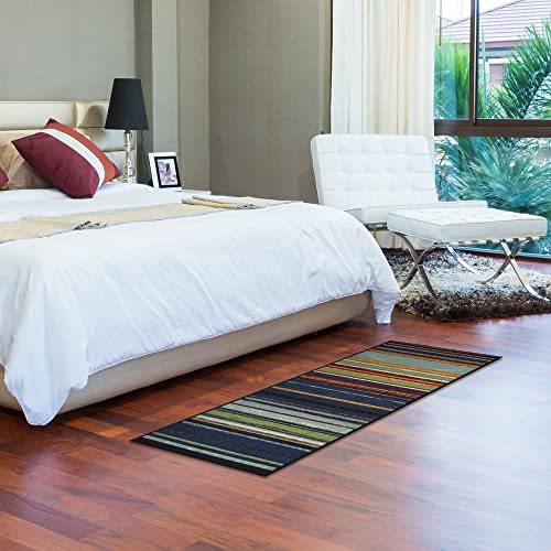 Machine Washable Vintage Striped Design Non-Slip Rubberback 2X5 Traditional Runner Rug For Hallway, Kitchen, Bedroom, Entryway, 20" X 59", Multicolor #TOP2