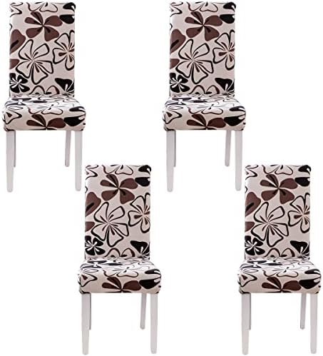 HZDHCLH Chair Covers Slipcovers 4/6 PCs Stretch Removable Washable Short Dining Chair Protector Cover Seat for Hotel,Dining Room,Ceremony (Grid/grey, 4 PCS)