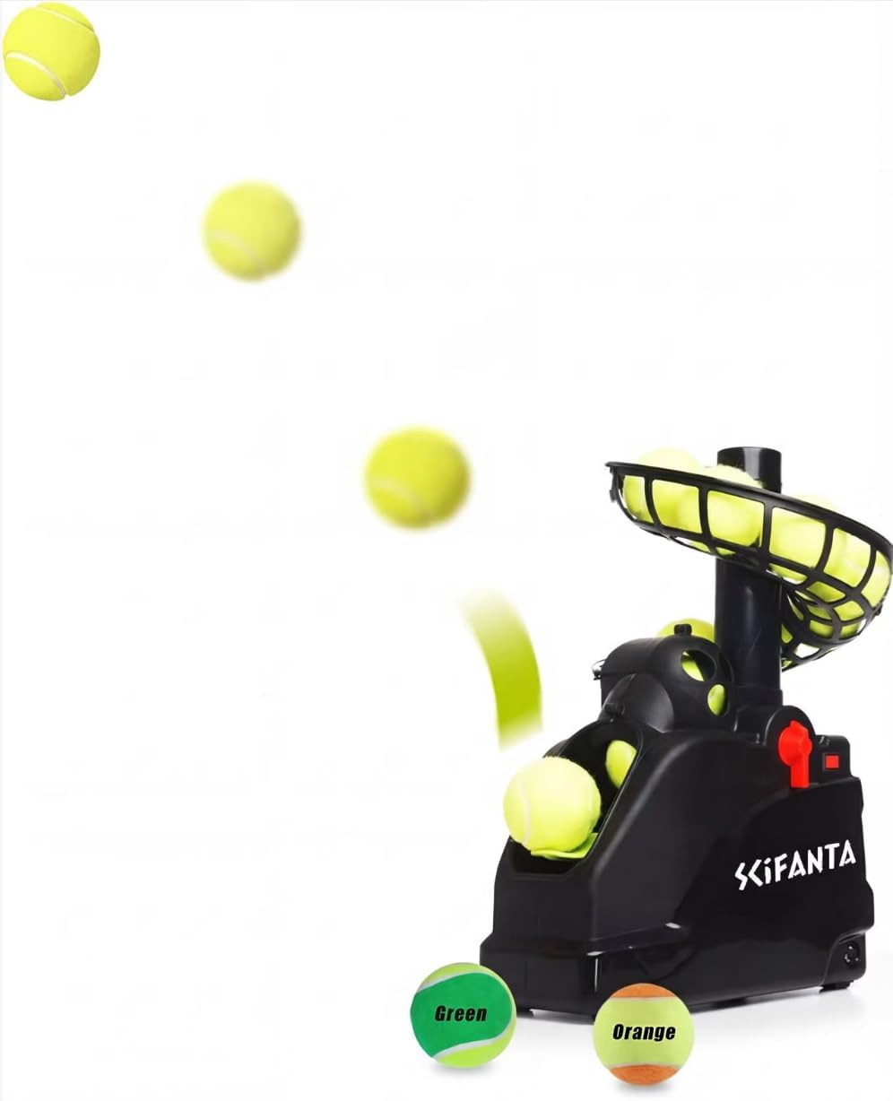 SCIFANTA Portable Tennis Ball Tosser(3.7lb) for Self-Play|Ball Launcher Beginners/Kids/Coaches/Home-Court|Accurate&Efficient Feed Buddy for All-Levels/Ages|AC&Battery Powered