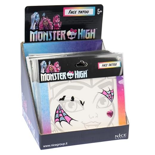 Nice Group - Monster High Face Tattoo, 1 paquet surprise de gemmes adhésives pour le visage.