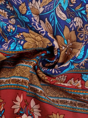 Image of Agnes Orinda Plus Size Summer Dress for Women Casual Boho Floral V Neck 3 /4 Sleeve Midi Short Beach Dress