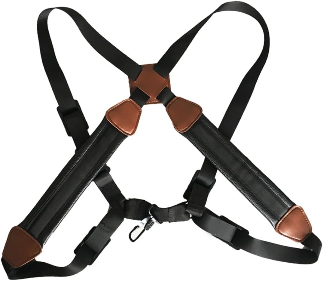 Leather Saxophone Double Shoulder Strap Comfortable Sax for Alto Tenor Soprano Soft Padded Design Relieves Neck Pressure Fit for Adults and Boys and Girls