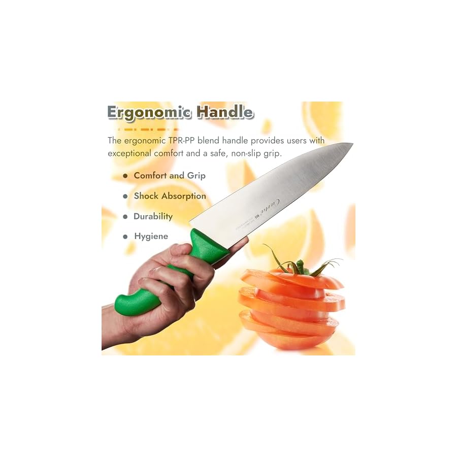 CURTA-10-inch-Commercial-Grade-Chefs-Knife-NSF-Listed-Ergonomic-Non-slip-Brown-Handle-High-Carbon-420-Stainless-Steel-Forged-Blade-Straight-Edge-Dishwasher-Safe-Rust-Proof CURTA 10-inch Commercial-Grade Chef's Knife, NSF Listed, Ergonomic, Non-slip Brown Handle, High Carbon 420 Stainless Steel Forged Blade Straight Edge, Dishwasher Safe, Rust Proof