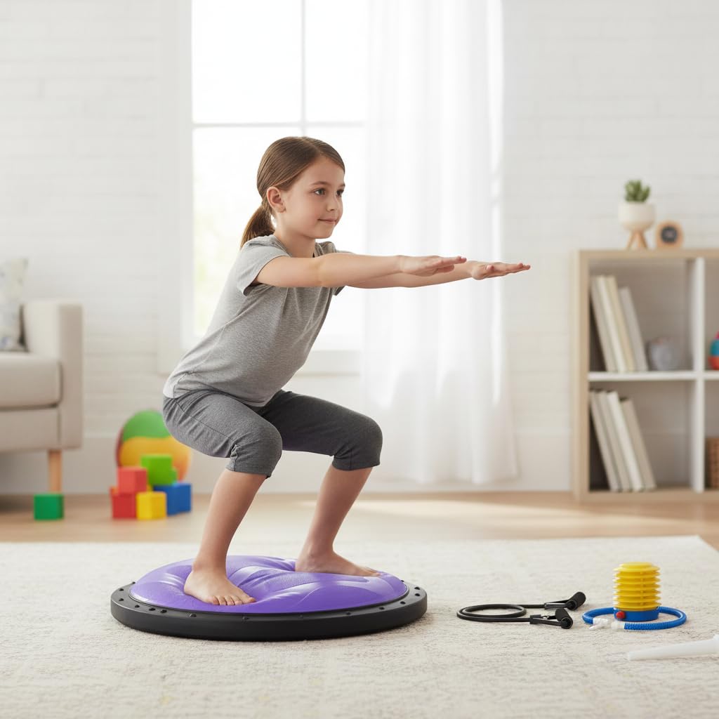 Semisfera con Elastici, Mezza Palla Fitness per Allenamento e Postura, per