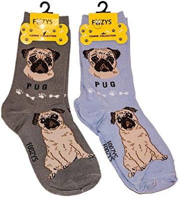 Foozys Unisex Crew Socks | Canine/Dog Collection | Pug