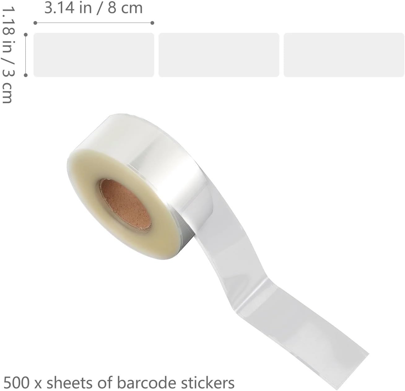 Inventory Stickers 500-Pack Clear Barcode Label Protectors, Waterproof Adhesive Tape for Books & Inventory