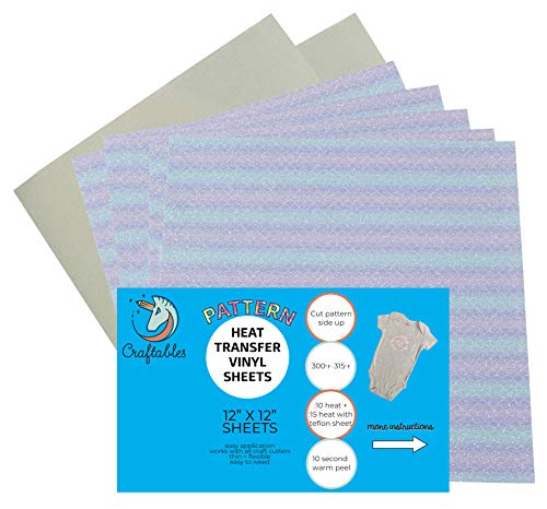 Mermaid Glitter Pattern HTV Heat Transfer Craft Vinyl for T Shirts and Fabric| Printed Sheets for Cricut, Silhouette, Cameo, Decals, Signs, Stickers by Craftables