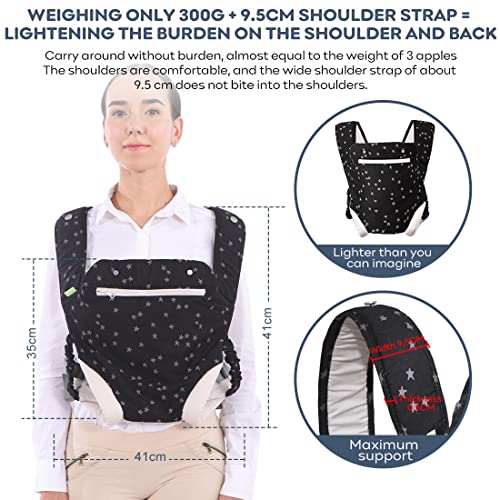 Baby Carrier Newborn Wrap,Ergonomic Infant Soft Carriers For Toddler 7-45 Lbs,4-In-1 Babe Carrier Front&Back,Adjust Back Strap/Waist Belt,For Hiking Travel Or Everyday Family Events-Star Pattern #TOP2