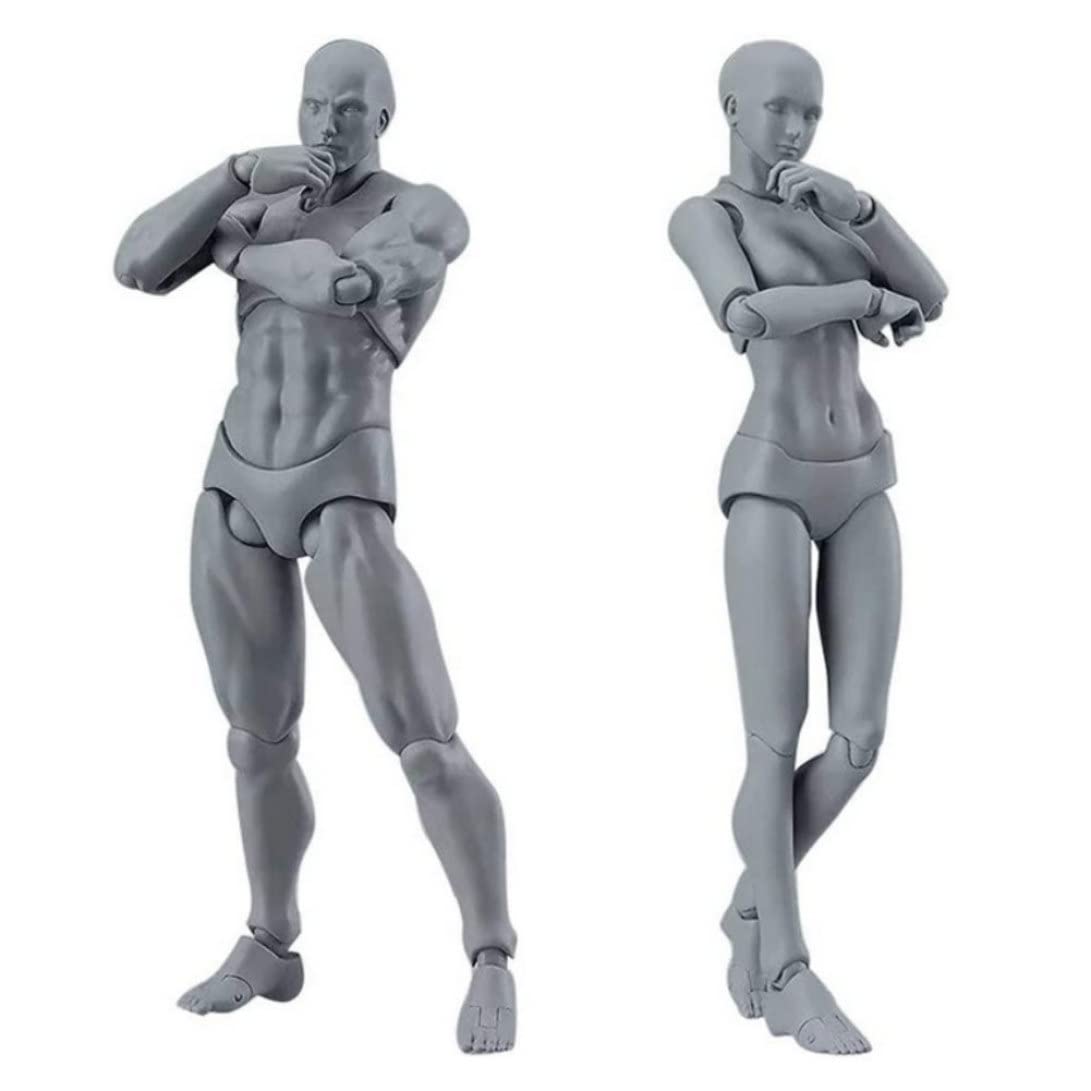 Drawing Figures Model 2PCS 5.91 Inch Male Female Action Figure Poseable Drawing Mannequin Body Painting Model for Artists