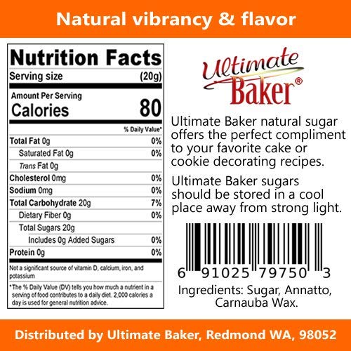 Ultimate Baker Decorating Sugar - All Natural Colored Sugar For Cake Decorating, Cupcakes, Cookies, Baking Sugar & Icing Topping, Large Crystal (8Oz, Orange) #TOP6
