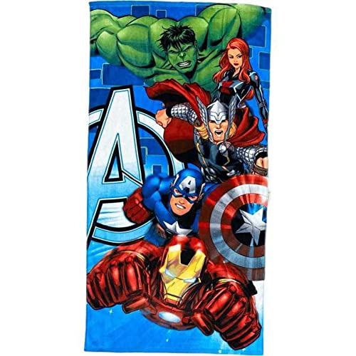 Carbotex Avengers AV211104-R Beach Towel, Bath Towel, Cotton, 70 cm x 140 cm