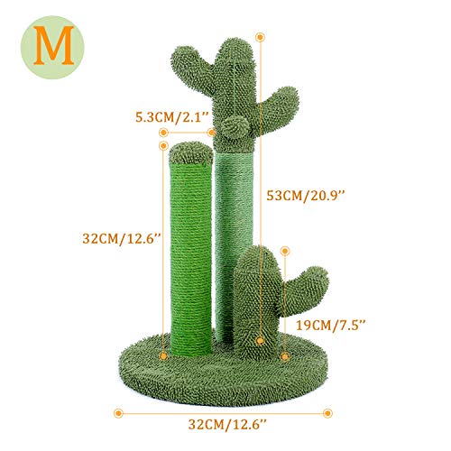 PAWZ Road Cat Scratching Post Cactus Cat Scratcher Featuring with 3 Scratching Poles and Dangling Ball-Medium 23 Inches - Image 3