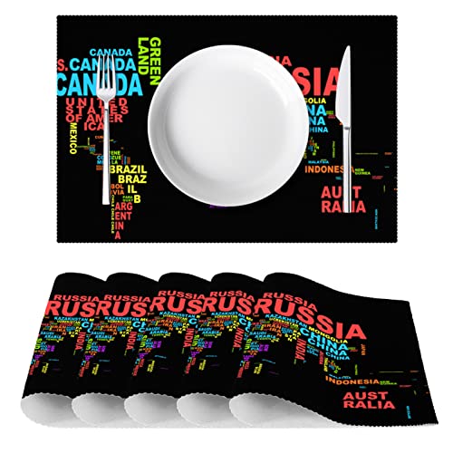 Sets de table carte du monde lavables pour protéger de la chaleur - 3