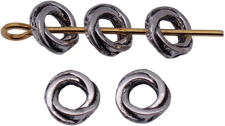 Twisted Square Spacer Bead Caps for DIY Beading Projects, 7.7x7mm, 16K Gold Color, 100 Pieces