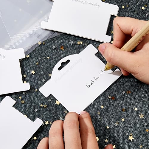 SUPERFINDINGS 200 Sets Jewelry Display Cards 7x9.6cm White Bracelet Packaging Blank Paper Cards Bracelet Business Supplies Hair Bands Earrings Packaging Display Card Packaging for Bracelets Hair Ties - Image 3