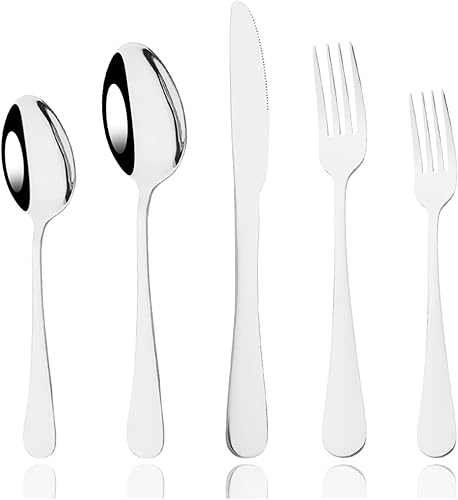 JASHII Juego clásico de cubiertos de acero inoxidable, 20 piezas de lujo para 4, moderno juego de utensilios de cocina para el hogar, restaurante,