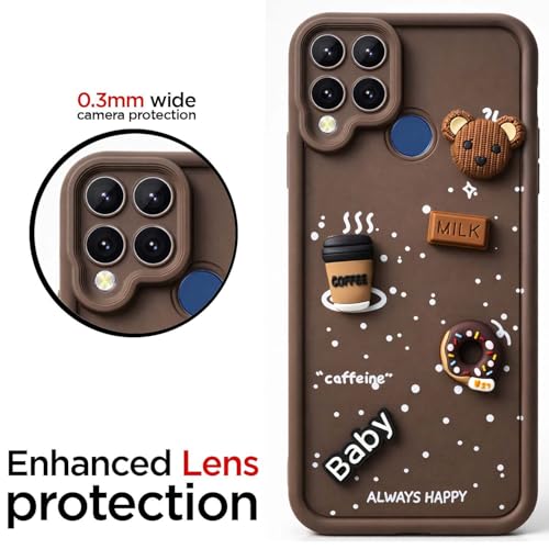 Image of Bintage Ball Bear| Donut| Milk Cake| Baby| Coffee Rubber Case Camera Protection Back Cover Compatible for Realme Narzo 20 - Brown