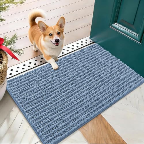 Image of OLANLY Dog Door Mat for Muddy Paws 24x16, Ultra-Absorbent Chenille Mud Mat