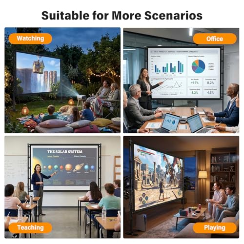 Outdoor Projector Screen with Stand 120 Inch, 16:10 4K HD Portable Projector Screen Indoor, Movie Screen with Carry Bag, Sandbags, Projection Screen for Backyard, Camping, Home Theater