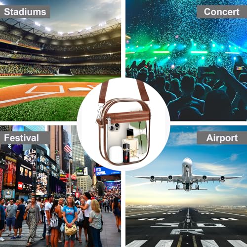 Image of Fibrdoo Clear Crossbody Purse Bag, Clear Bag Stadium Approved with Front Pocket for Concerts Sports Festivals