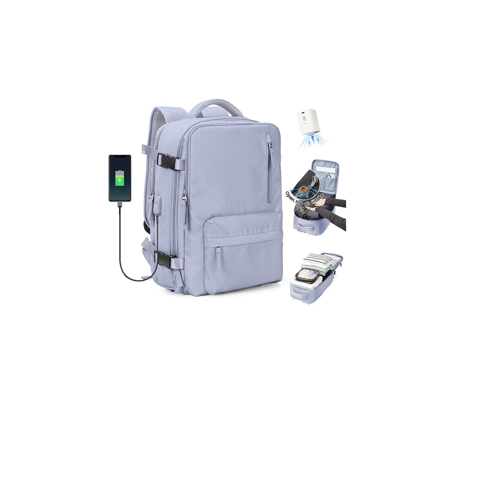 SZLX Sac à Dos Sous Vide Bagage à Main Pour Femmes, Sac à Dos Airbag Avec Système De Vide Pour Le Voyage, Ryanair Travel Ruscksack Taille Cabine Avec Pompe étanche Valise Sous Vide Pour Homme