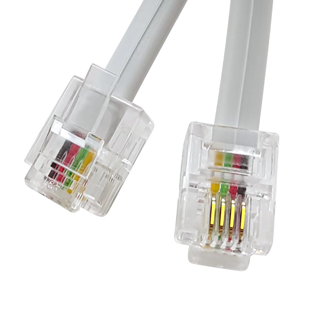 Phone Cable 15 Feet Telephone Line Cord with RJ11 6P4C Connectors for Landline Phone, Fax Machine and Modem, for Both in-Wall and Out-Wall Using, White, AV04216