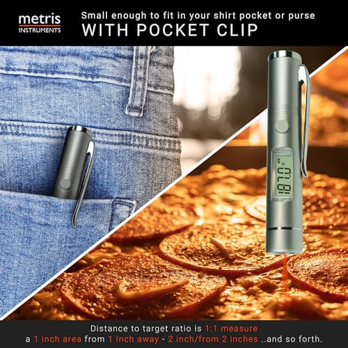 Metris Instruments Mini Digital Infrared Thermometer Certified to UL4200A Reese’s Law for Reptiles, Playground, Automotive, [ -27.4° to 428 °F ] (-33° to 220 °C) 1:1 D:S Ratio, Model TN002PC NO Laser - Thumbnail 5