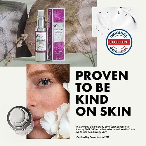 Eclat Skincare Eye Serum with Hyaluronic Acid - Hydrating Formula for Wrinkles, Fine Lines, Crow’s Feet & Eye Bags – Lightweight Serum for Dark Circles and Puffiness – Firming & Brightening 0.5 fl oz