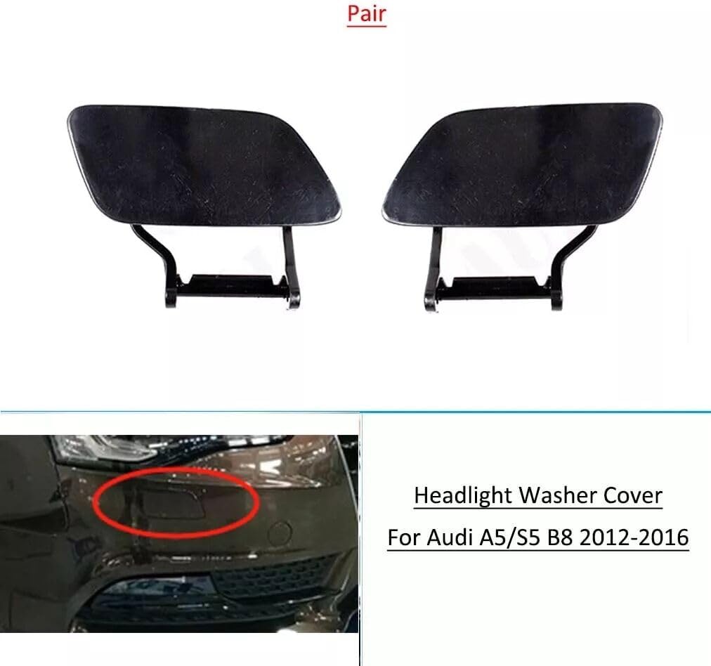1 Pair Front Bumper Headlight Washer Cover Cap Fit For Audi A5 / S5 B8 2012-2016
