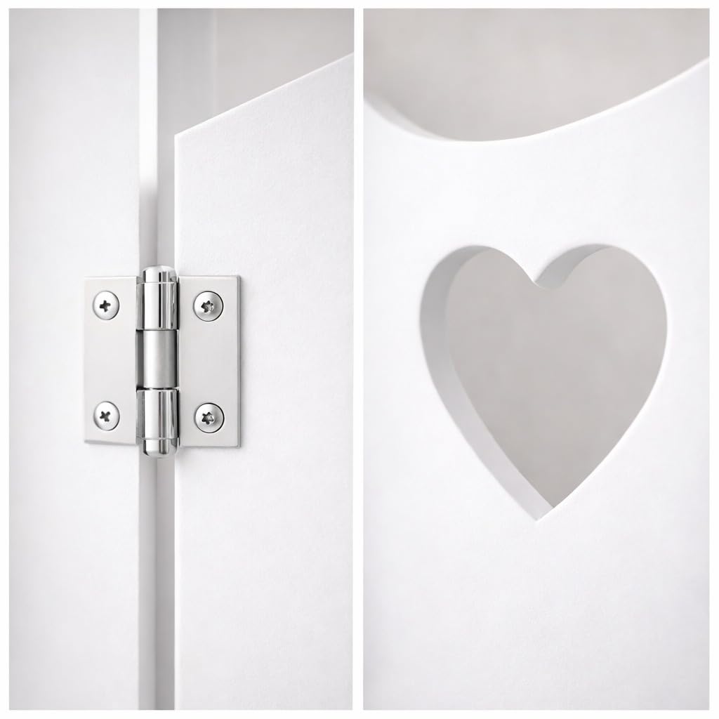 Décoration de fenêtre - Paravent avec motif cœur - Style shabby - 58cm - Blanc