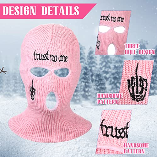Winter Ski Mask For Men 3 Hole Balaclava Face Mask Knitted Beanie Full Face Cover For Men Women Sport (Pink) #TOP3