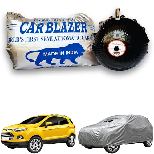 Image of CARBLAZER Portable & Semi-Automatic Full Body Car Covers: Heavy Duty Device| Anti-Theft| Dust & Scratch Proof | Water & Wind Resistant|Custom Fit| Dual-Side Cover, Compatible for Ford Ecosport