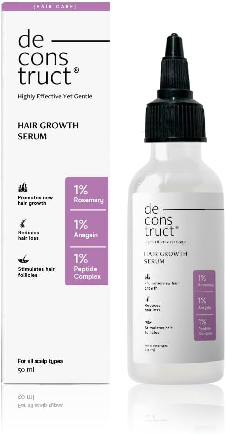 Hair Growth Serum with Rosemary and 1% Anagain + 1% Peptide complex | For Hair Growth & Hair Loss | Water-Based Serum for both Men & Women | 50ml