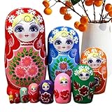 Woalopted Poupées Russes Gigognes   10 Pièces en Bois Dessin Animé Fait Main | Jouets de Poupées Gigognes et Empilables pour | pour Adultes Garçons et Filles Maison et École Anniversaire Noël