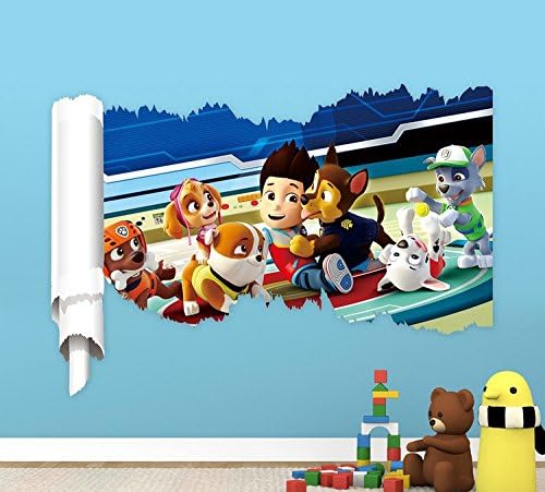 Paw Patrol Dogs Wall Decal Stickers 3d Cartoon Puppy Patrol Dog Children Living Room Wallpaper